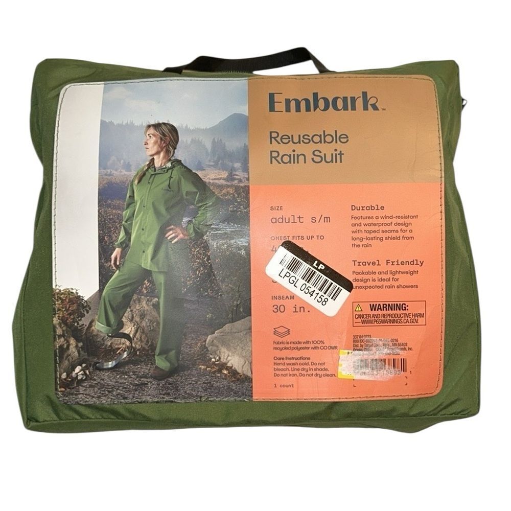 Embark Women’s Green Pant Set Rain Suit (Size S/M)